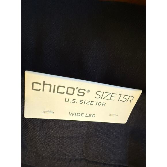 Chico's Navy Wide Leg Linen Pants Pull On Plus 1.5R (10)  NWT Stretch - Picture 6 of 9